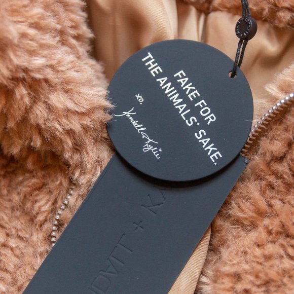 NEW Kendall Kylie Revolve Color Block Sherpa Knit Front Zip Utility Jacket Sz L - Picture 5 of 10